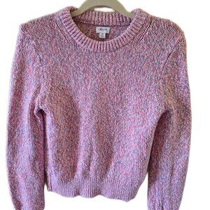 J. Crew Pink Marled Cotton Knit Crewneck Long Sleeve Sweater Women’s Size Medium
